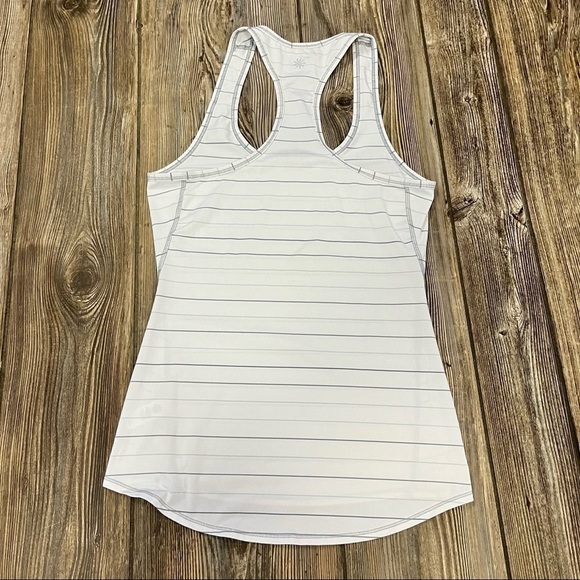 Athleta XS Striped Racerback Tank Stripes Gray White - Picture 2 of 7